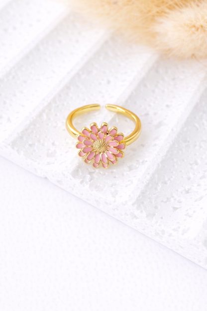 Sortija Encanto Floral Ajustable | Acero Inoxidable Dorado