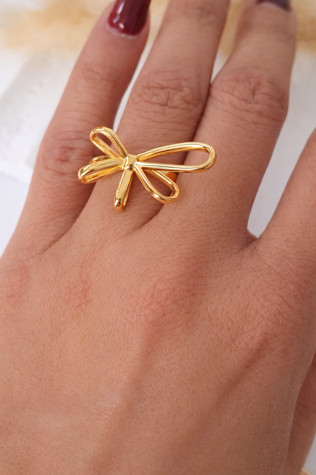 Sortija Lazo XL Dorado |Anillo Elegante y Femenino