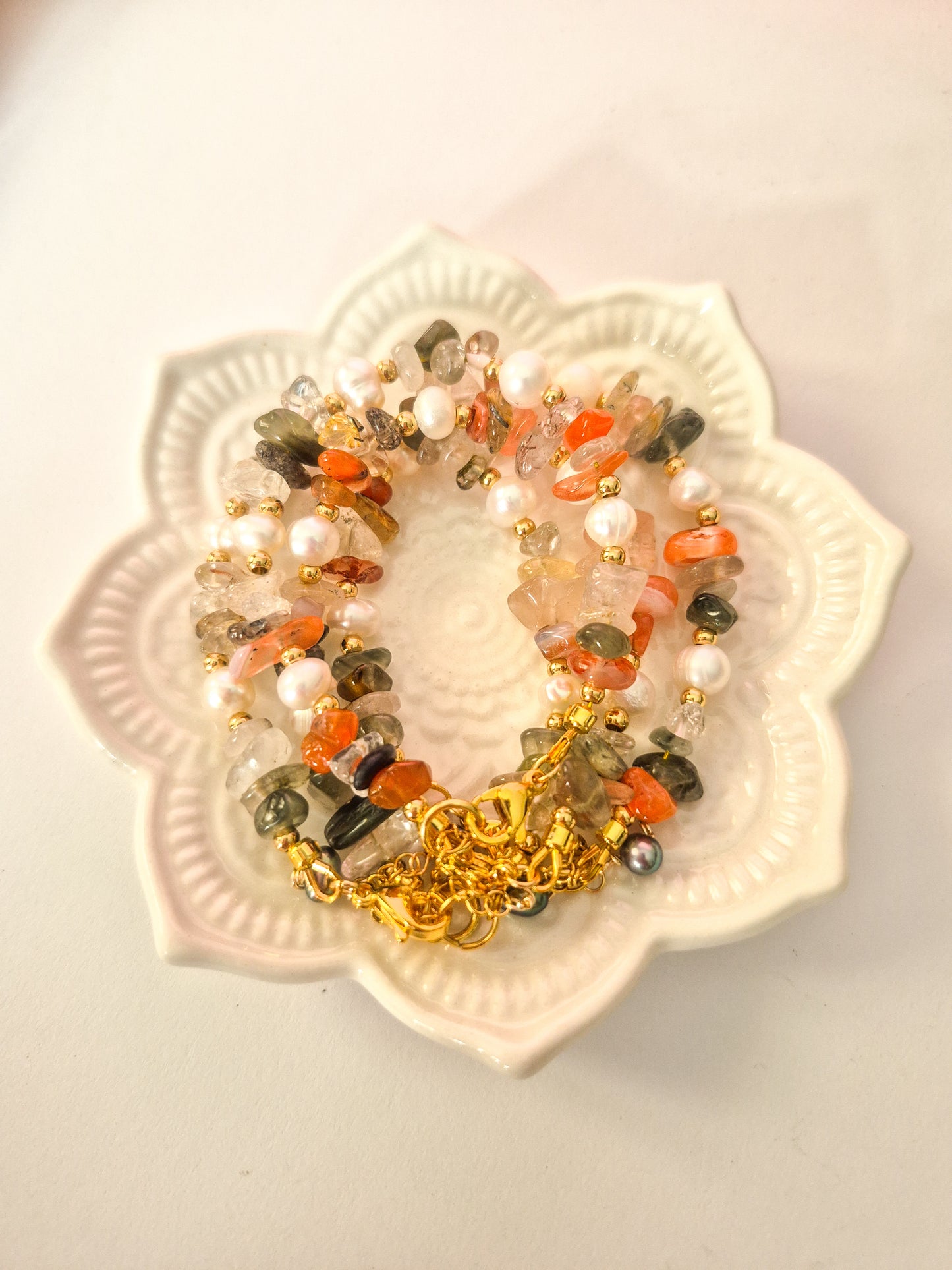 Pulsera Earth Gem con Piedras Naturales y Perlas
