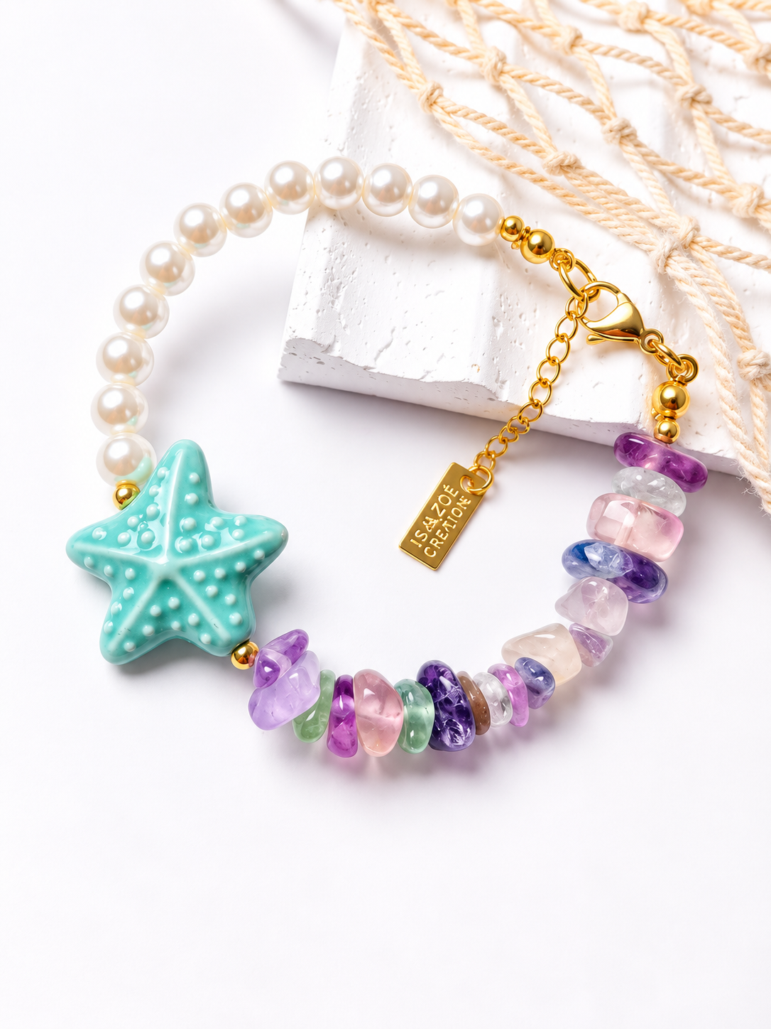 Perla de Mar| Pulsera Artesanal con Perlas y Fluorita