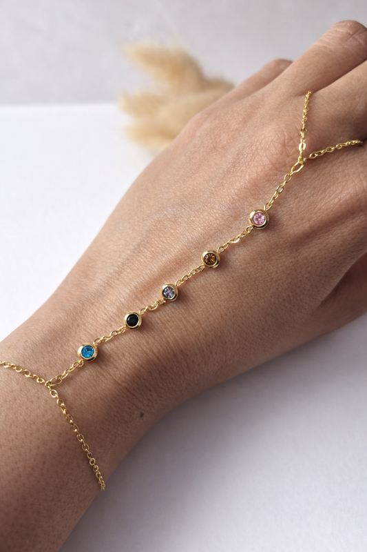 Pulsera Aura Colors | Pulsera Dorada con Piedras de Colores Ajustable