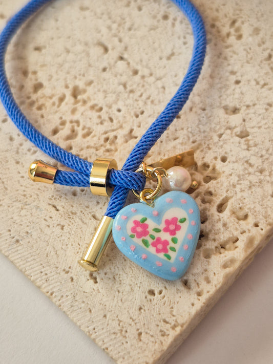 Pulsera Mini Garden Hearts con Dije de Corazón Floral