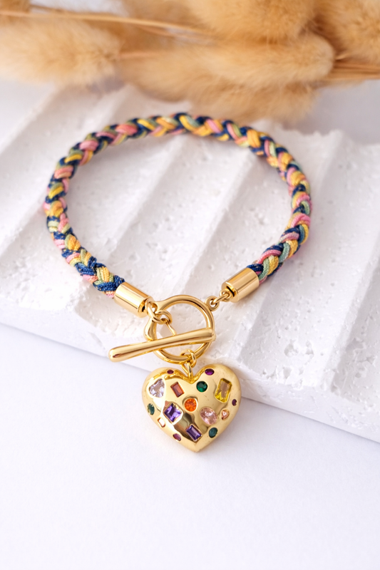 Pulsera Corazón Multicolor Dorado