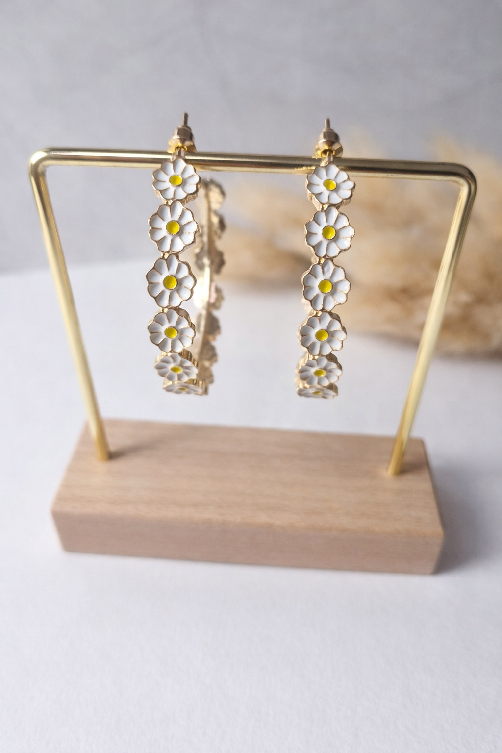 Aretes Aro Floral Multicolor| Dorados Elegantes para Mujer