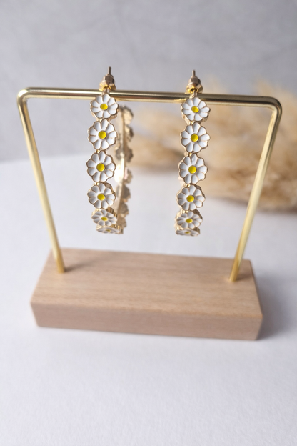 Aretes Aro Floral Multicolor| Dorados Elegantes para Mujer