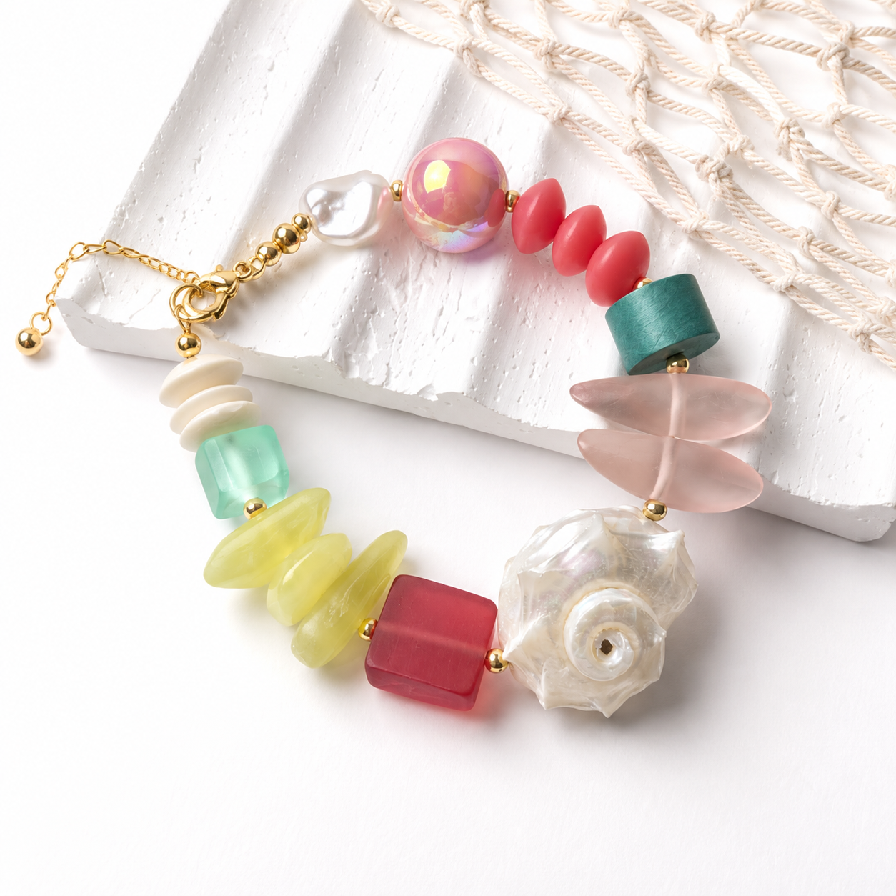 Mosaico del Mar | Pulsera de Caracola Multicolor